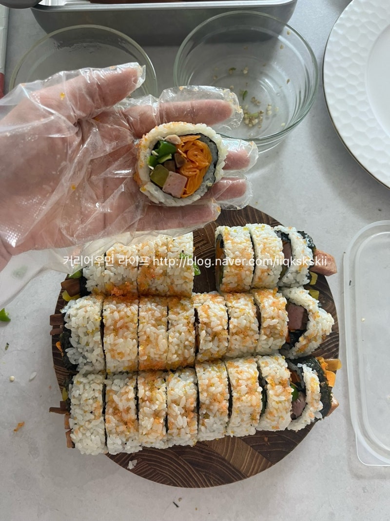 스팸땡초 날치알 누드김밥 레시피