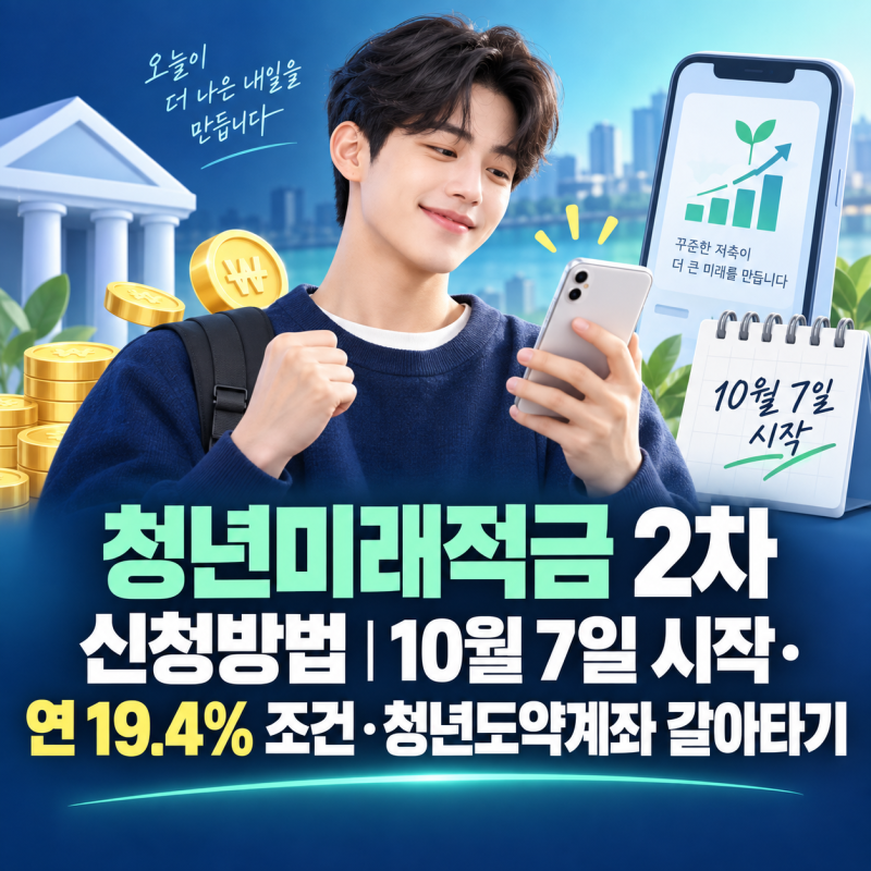 청년미래적금 2차 신청방법｜10월 7일 시작·연 19.4% 조건·청년도약계좌 갈아타기