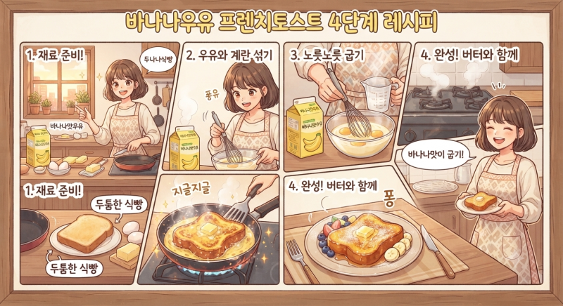 설탕·시럽 다 버리세요! 바나나우유 한 병으로 끝내는 겉바속촉 역대급 프렌치토스트 황금 ....