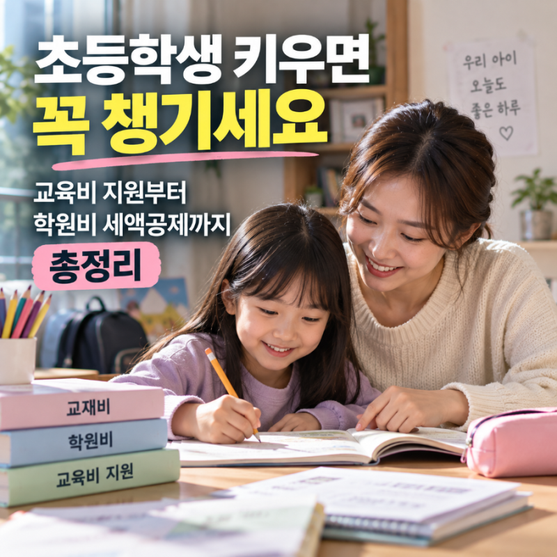 초등학생 키우면 꼭 챙기세요, 교육비 지원부터 학원비 세액공제까지 총정리