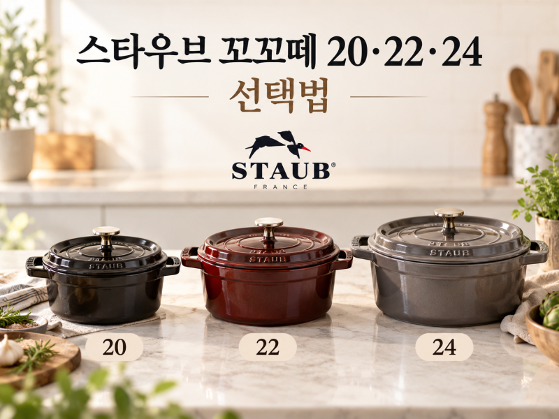 스타우브 꼬꼬떼 20·22·24 선택법｜가족수·요리별 사이즈 비교