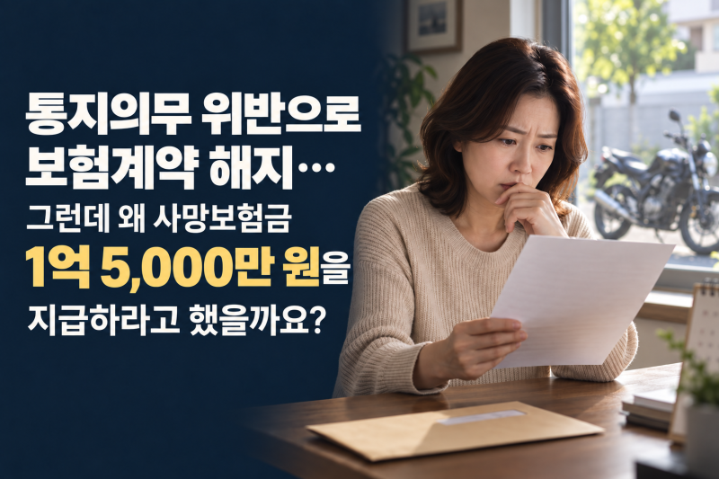 통지의무 위반으로 보험계약 해지… 그런데 왜 사망보험금 1억 5,000만 원을 지급하라고 했을....