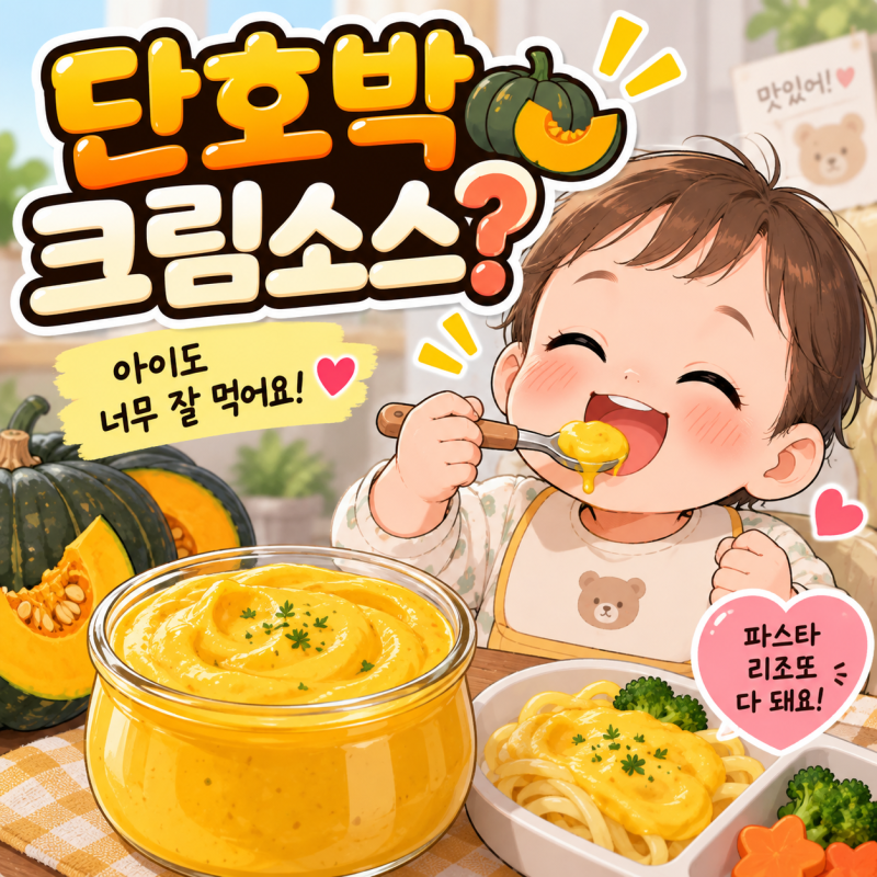 단호박 그냥 쪄먹지 마세요! 아이가 좋아하는 유아식 단호박 크림소스 레시피