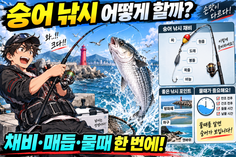 숭어 낚시 하는 방법 초보도 쉬운 채비·매듭법·물때·포인트 총정리