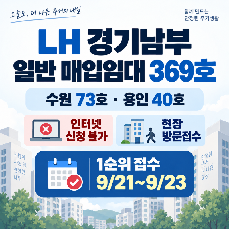 LH 경기남부 일반 매입임대 369호 정정｜12호 감소·11월3일 발표