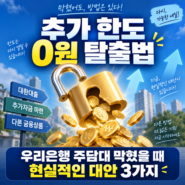 우리은행 창구에서 주담대 추가 대출 부결, 심사에서 안 알려주는 대안