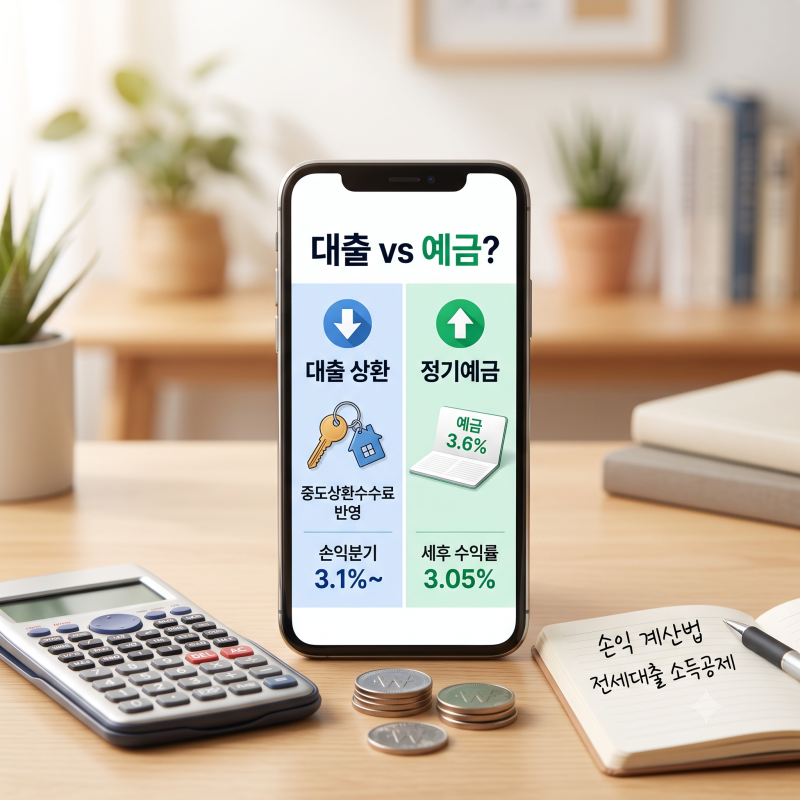 대출 먼저 갚을까, 연 3.6% 예금에 넣을까? 손익분기 금리 계산 (중도상환수수료·전세대출 소....