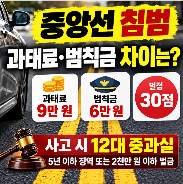 중앙선 침범 과태료·범칙금 차이는? 벌점과 12대 중과실 처벌 총정리