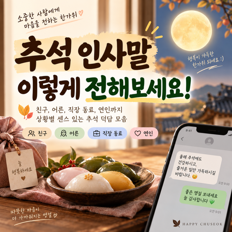2026 추석 인사말 문구, 친구·어른·직장 동료·연인에게 이렇게 전해보세요
