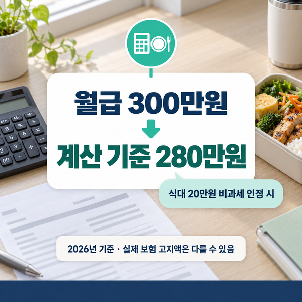 급여계산기 비과세 식대 20만원 월급 300만원인데 왜 4대보험은 280만원 기준?