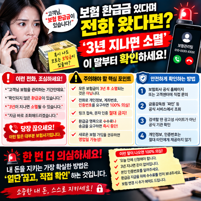 보험 환급금 있다며 전화 왔다면? ‘3년 지나면 소멸’ 이 말부터 확인하세요