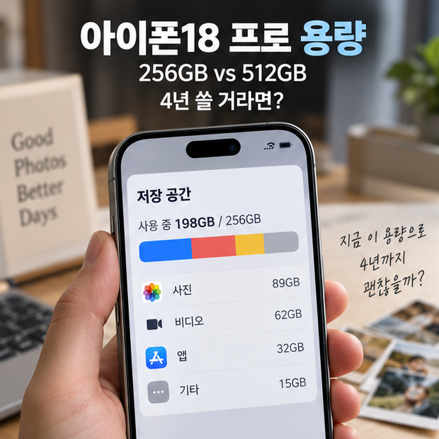 아이폰18 프로 용량, 4년 쓸 거라면 256GB·512GB 선택 기준은 현재 사용량일까 ProRes일까