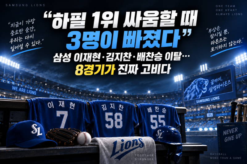 “하필 1위 싸움할 때 3명이 빠졌다” 삼성 이재현·김지찬·배찬승 이탈…8경기가 진짜 고비....