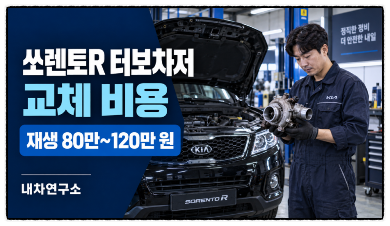 쏘렌토R 터보차저 교체 비용, 재생품 80만 원인데 신품은 150만 원 넘을까?