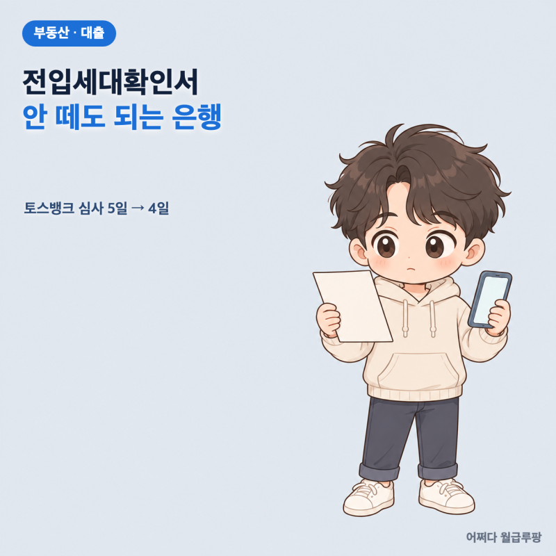 전입세대확인서 전세대출 제출 안 해도 되는 은행, 토스뱅크는 심사가 5일에서 4일로 줄었다