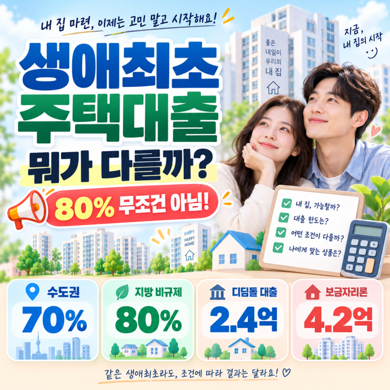 생애최초면 집값 80%까지 대출?｜수도권은 70%, 실제 한도는 따로 있습니다