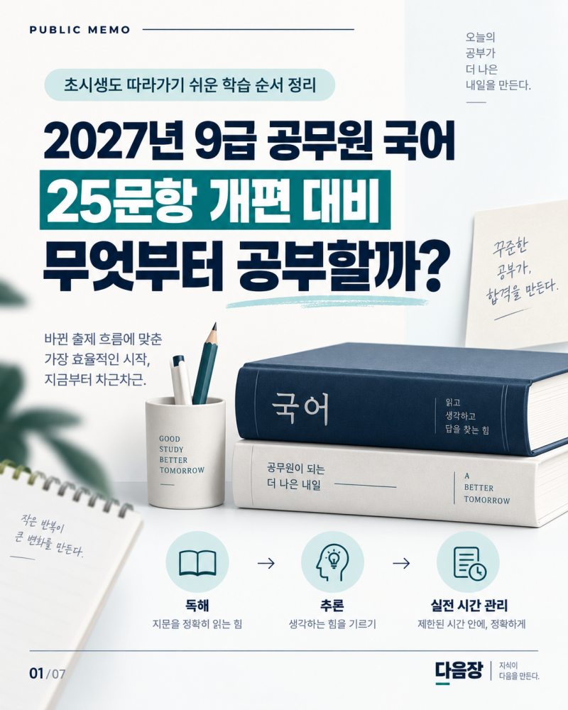 2027년 9급 공무원 국어 공부법｜25문항 개편 대비 학습 순서