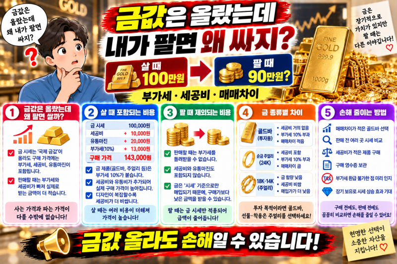 금값 올라도 내가 팔면 왜 싸게 받을까?｜살 때·팔 때 차이 계산