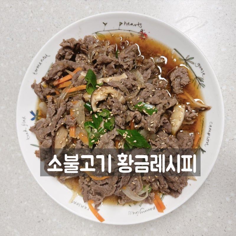[요리초보 추천] 실패 없는 소불고기 황금레시피 600g, 5분 컷 양념 비율(국물 자작)