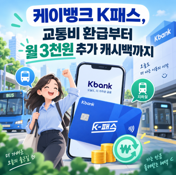 케이뱅크 K패스, 교통비 환급부터 월 3천원 추가 캐시백까지