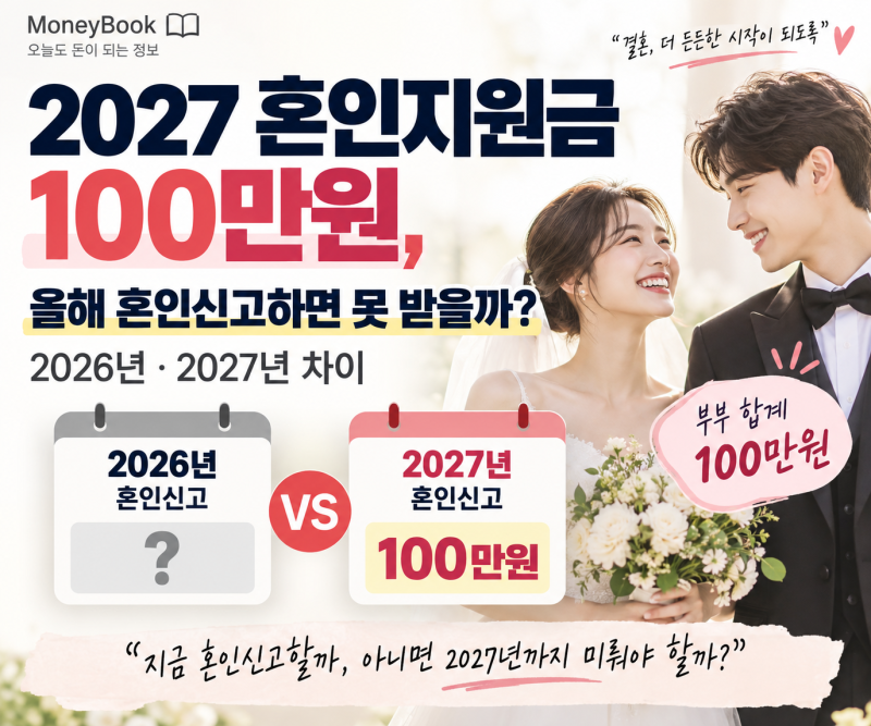 2027 혼인지원금 100만원, 올해 혼인신고하면 못 받을까?｜2026년·2027년 차이