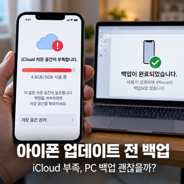 아이폰 업데이트 전 백업, iCloud가 꽉 차 PC로 했다면 복원까지 괜찮을까