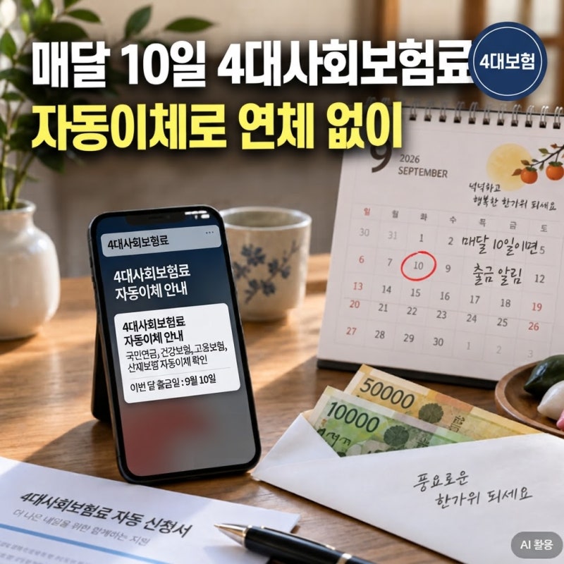 매달 10일 4대사회보험료 납부, 연체 없이 자동이체 설정하기