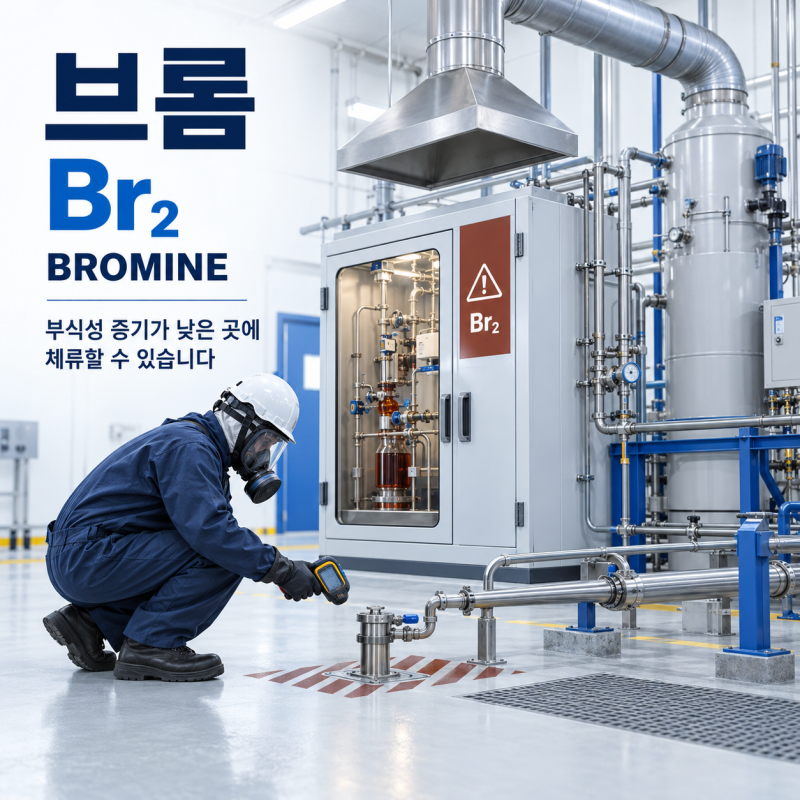 브롬(Br₂) Bromine·분자브롬｜증기 위험성·누출 대응 및 가스측정기 선택 안내