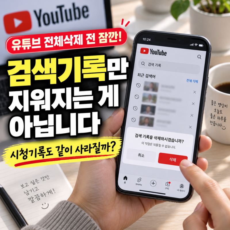 유튜브 검색기록 삭제·지우는법, 전체삭제하면 시청기록도 같이 사라질까?