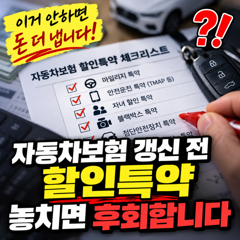 자동차보험료 할인받는 방법 갱신 전 특약 체크리스트 모르면 손해봅니다