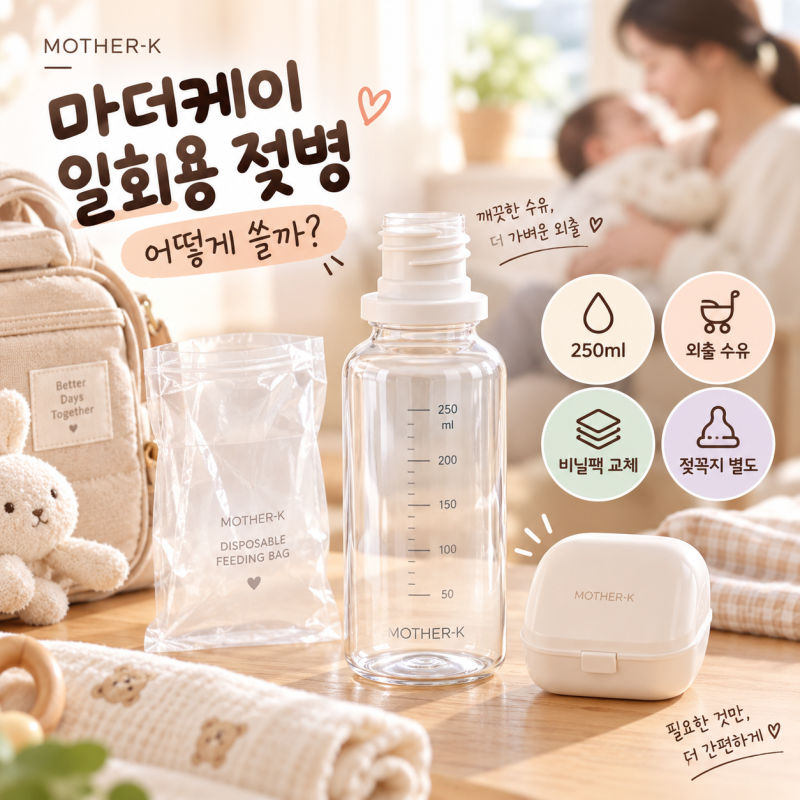 마더케이 일회용 젖병 250ml｜어떻게 쓸까? 구성품·젖꼭지·외출 사용법까지