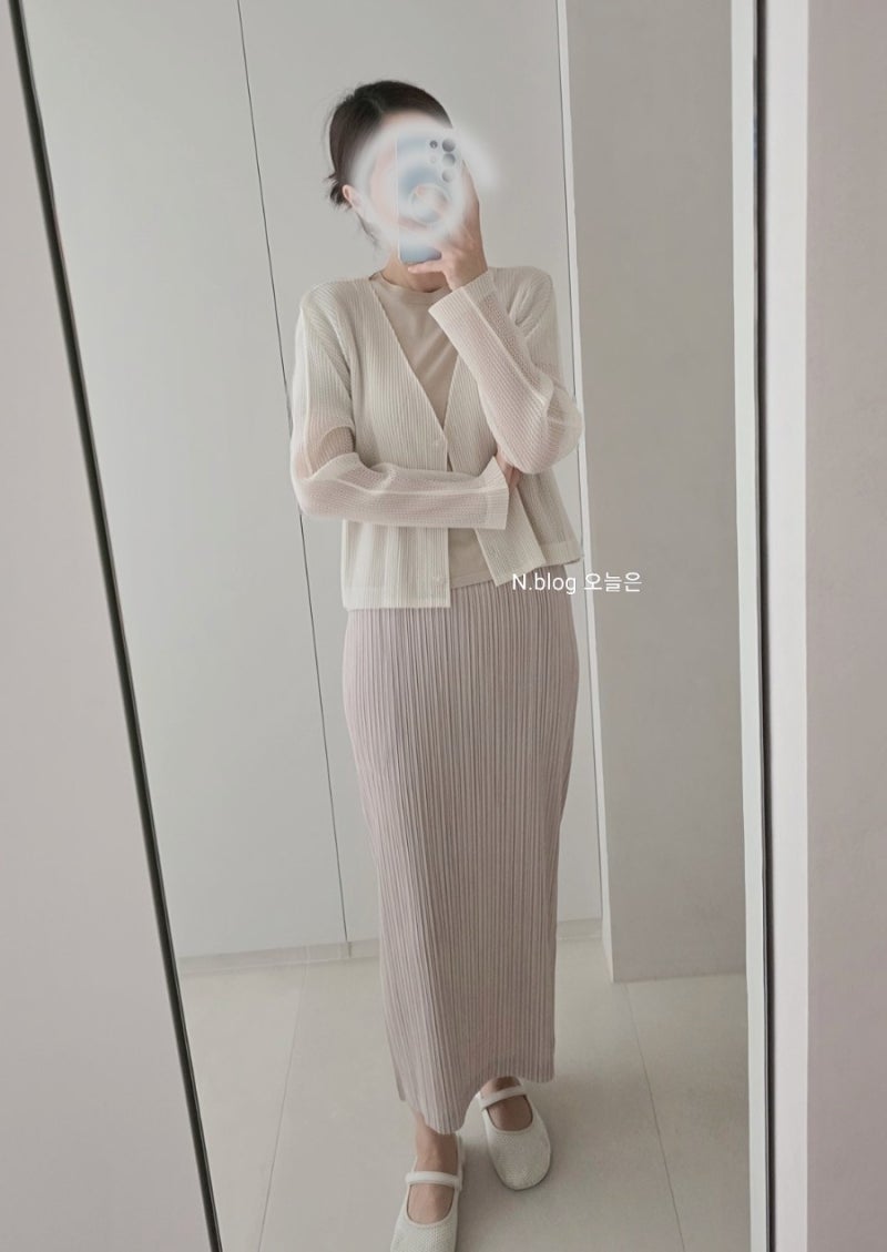 이세이미야케 플리츠플리즈 스커트 베이지컬러 코디모음/단아하고 깔끔하게 마실룩 완성