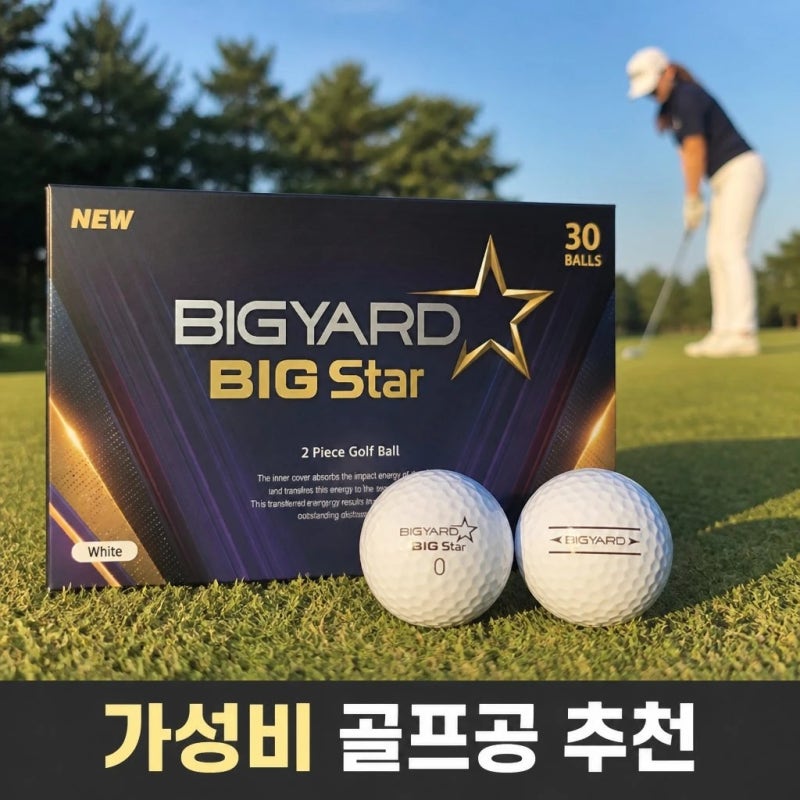 넥센 빅야드 빅스타 2피스 고반발 비거리 골프공 화이트 30구 가성비 골프공 초보자용 부담없....