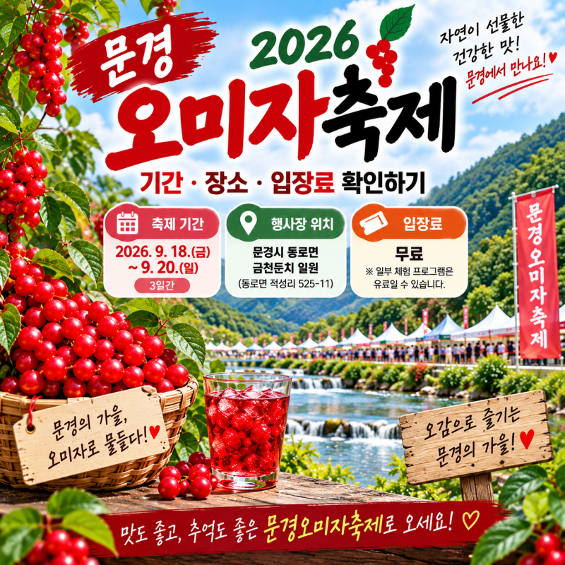 문경 오미자축제 2026 기간 장소 입장료 확인하기