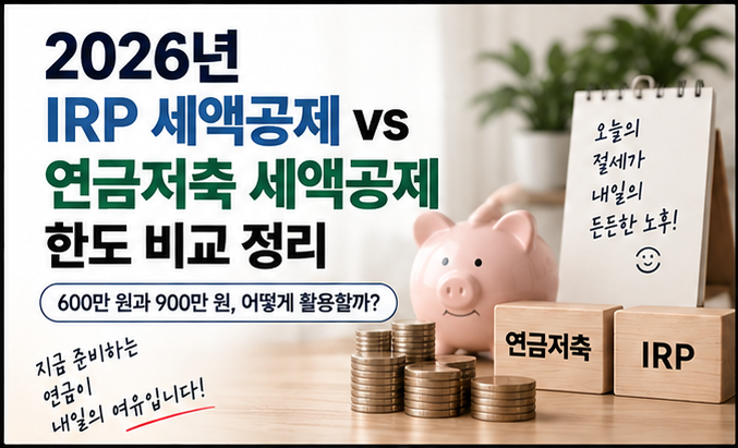 2026년 IRP 세액공제 vs 연금저축 세액공제 한도 비교 정리
