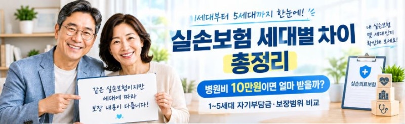 실손보험 세대별 차이 총정리｜1~5세대, 병원비 10만원이면 얼마 받을까?