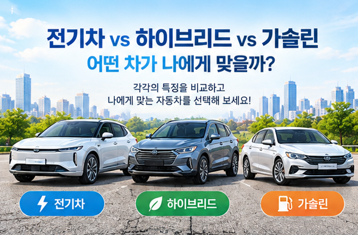 전기차 vs 하이브리드 vs 가솔린 비교