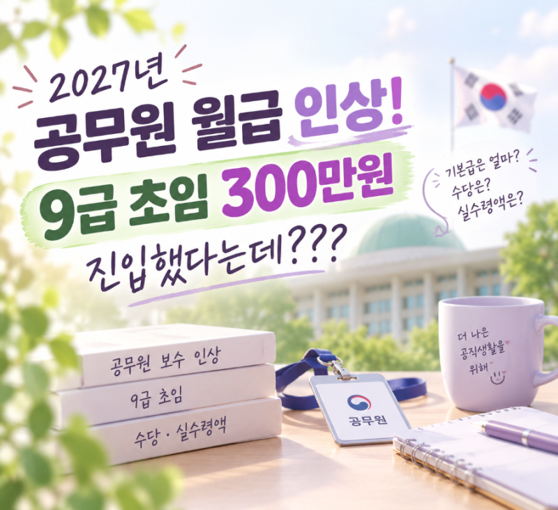 2027년 공무원 월급 인상! 9급 초임 300만원 진입했다는데???