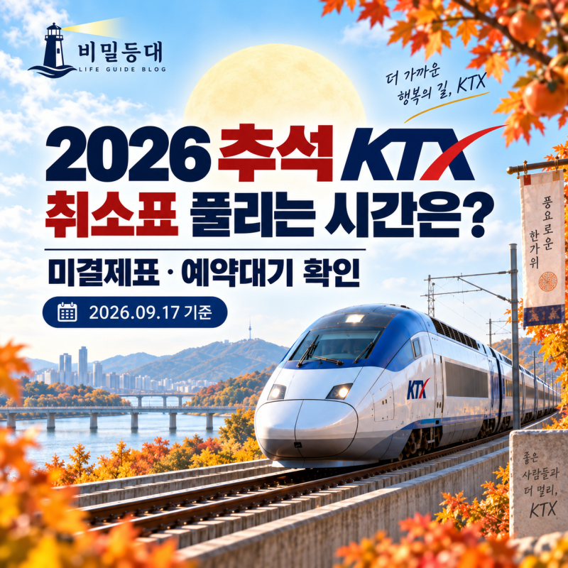 2026 추석 KTX 취소표 풀리는 시간은? 새벽 4시·미결제표·예약대기 확인
