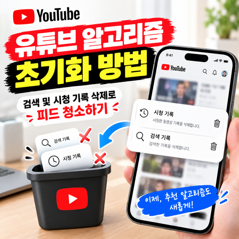 유튜브 알고리즘 초기화 방법: 검색 및 시청 기록 삭제로 피드 청소하기