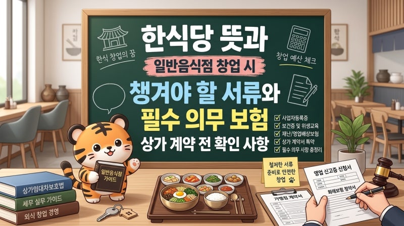 한식당 뜻과 일반음식점 창업 시 챙겨야 할 서류와 필수 의무 보험 상가 계약 전 확인 사항