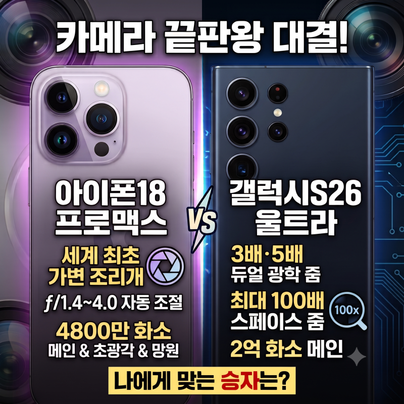 아이폰18 프로맥스 vs 갤럭시S26 울트라 카메라 비교