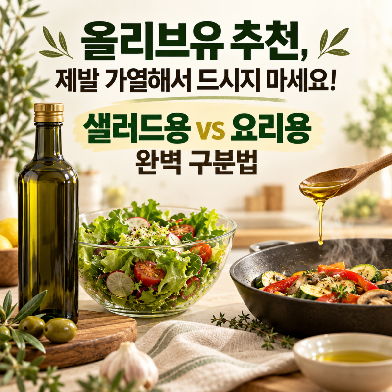 올리브유 추천, "제발 가열해서 드시지 마세요" 샐러드용 vs 요리용 완벽 구분법