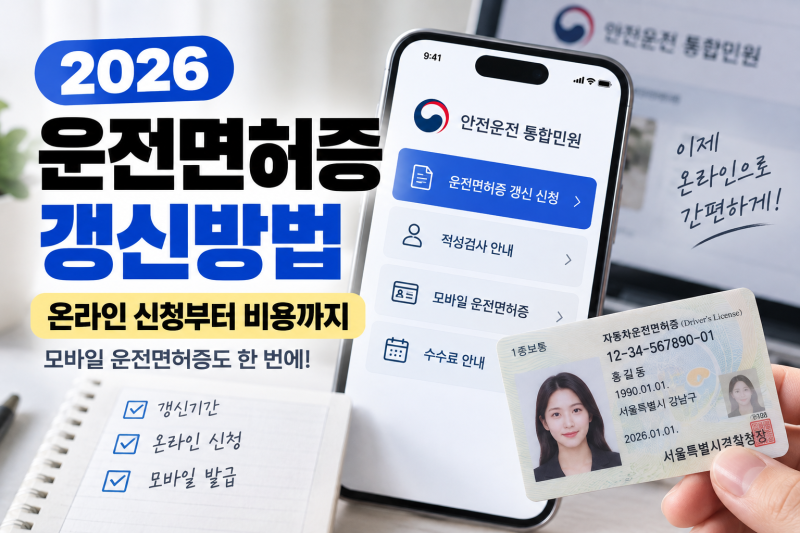 2026 운전면허증 갱신 온라인으로 가능, 기간·비용 모바일 운전면허증 발급방법