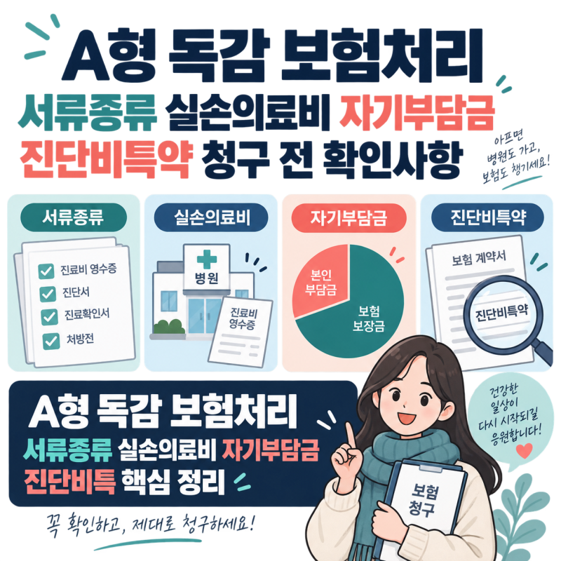 A형 독감 보험처리를 할때 서류 종류가 헷갈려? 실손의료비 자기부담금 진단비특약 이것만 ....