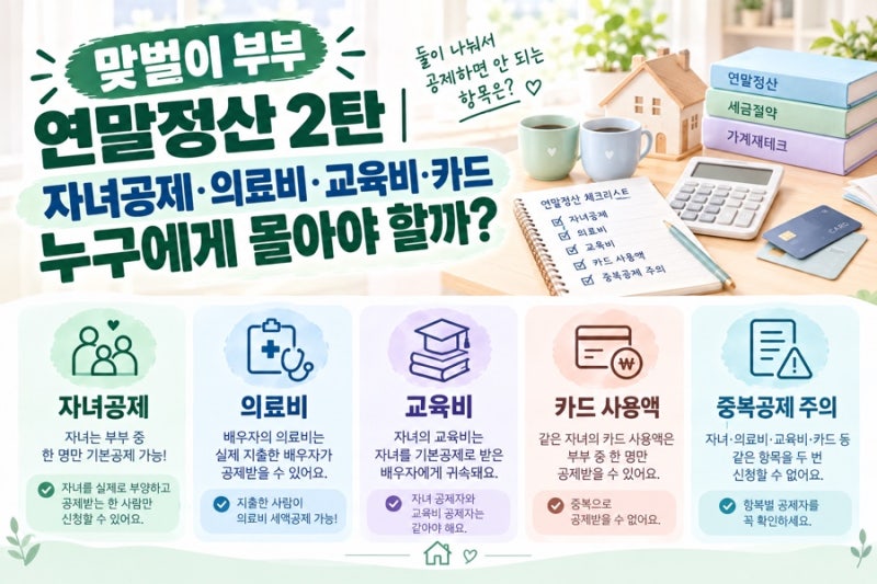 맞벌이 부부 연말정산 2탄｜자녀공제·의료비·교육비·카드 누구에게 몰아야 할까?