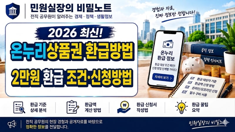 2026 온누리상품권 환급방법｜전직 공무원이 알려주는 2만원 환급 조건·신청방법