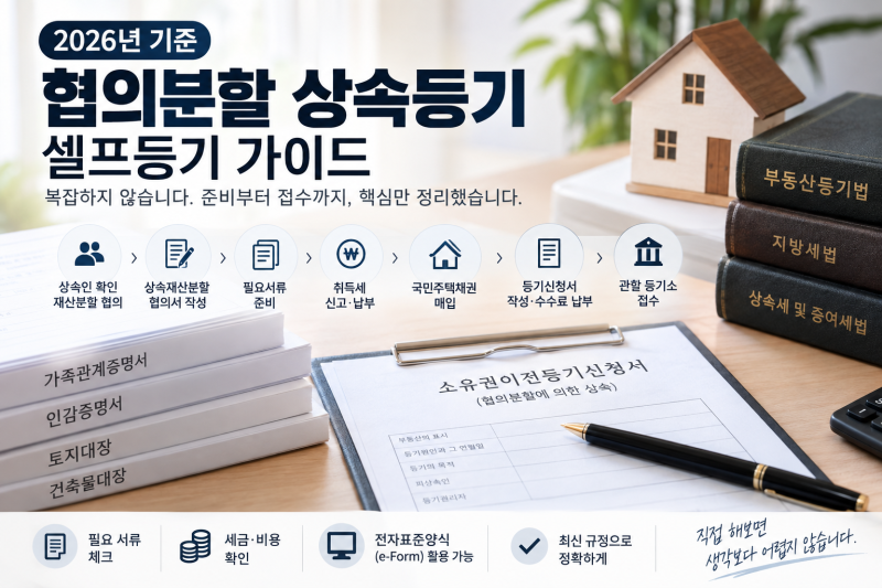 협의분할 상속등기 셀프등기 가이드 — 2026년 기준 요점 정리