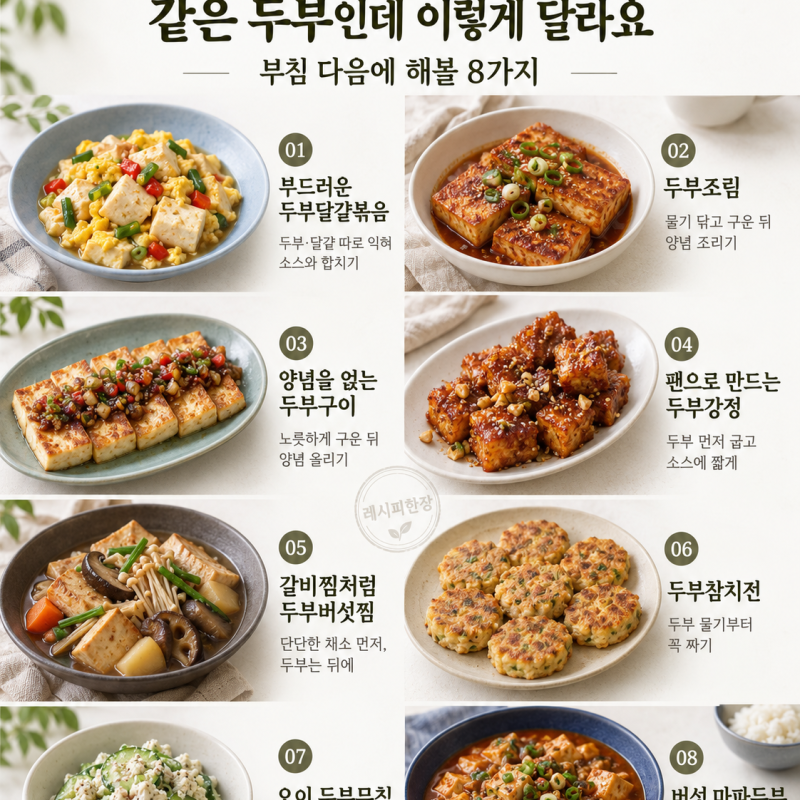 일요일 저녁, 두부 한 모 꺼냈다면 — 강정·버섯찜·마파두부 등 8가지
