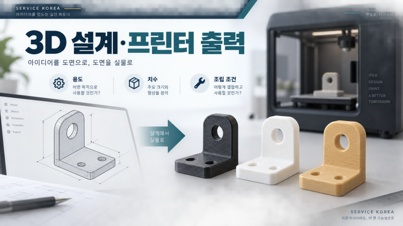 3D 설계·프린터 출력, 도면이 없어도 상담할 수 있나요?
